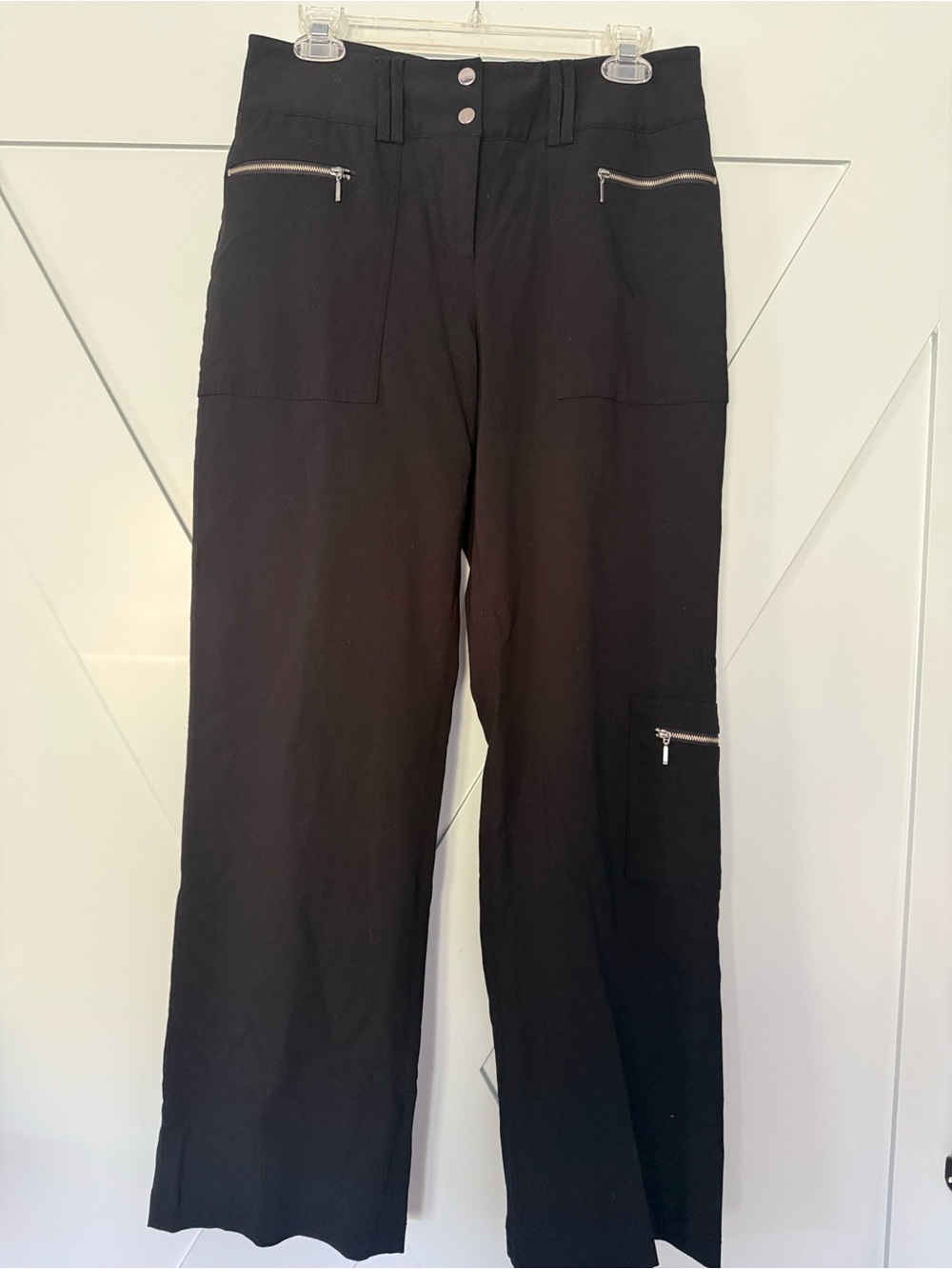 Willi Smith Black Straight-Leg Pants with Zip Accents